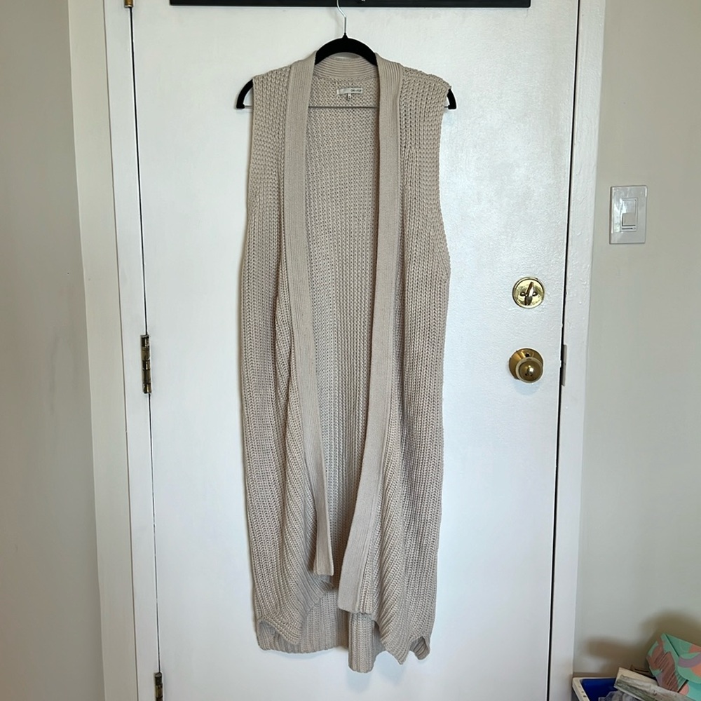 Beige knit pullover long cardigan from Oak and Fort
